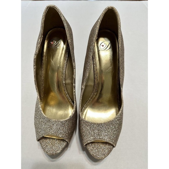 Dream pairs Women's High Heel stileto open toe Gold Glittery‎ Size 8 - Picture 1 of 13